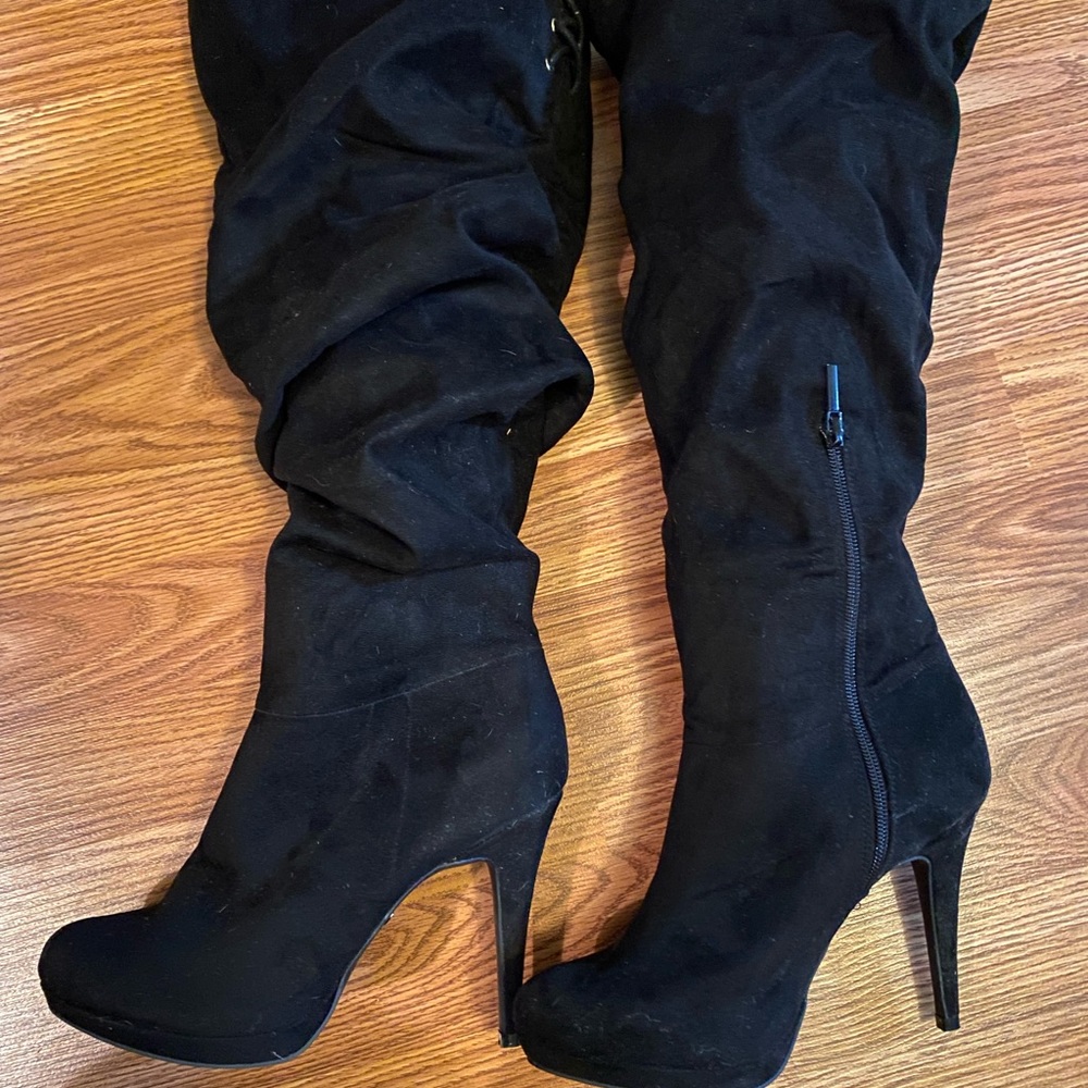 Black thigh high boots